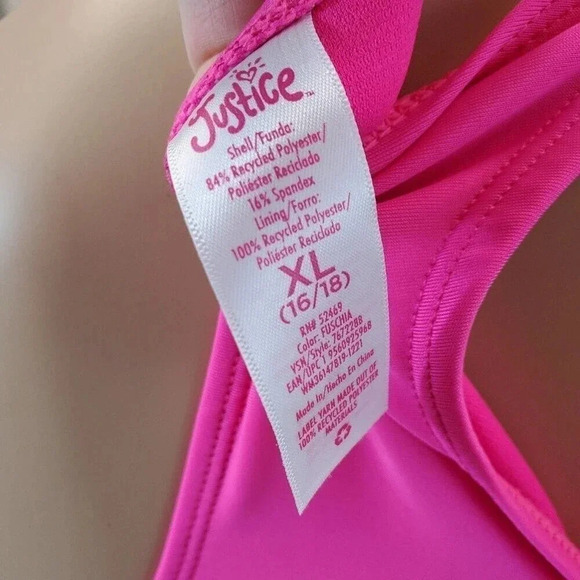 JUSTICE GIRLS Pink and Black Two Piece Swimsuit GIRLS XL 16/18 - Picture 11 of 11